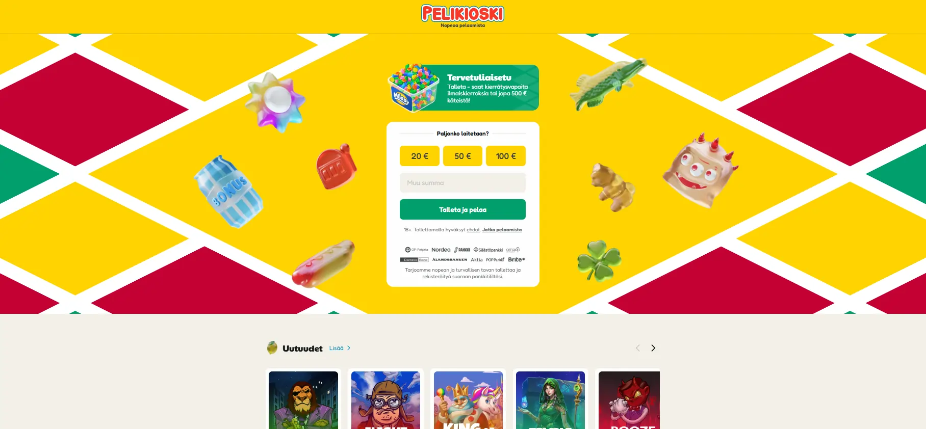 Pelikioski Casino ja peliaula, josta löytyy parhaat kasinobonukset suomalaisille pelaajille